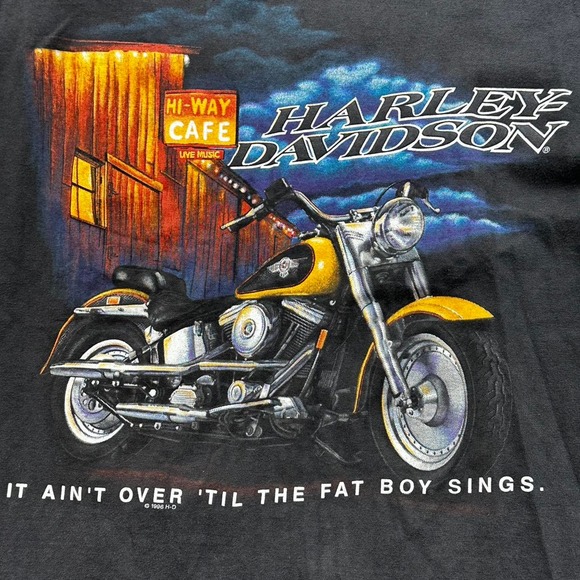 VINTAGE 1996 GRUNGE HARLEY DAVIDSON MOTORCYCLE BLACK SHIRT SIZE LARGE - Picture 3 of 6